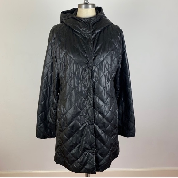 Eileen Fisher Lightweight Puffer Jacket with Hood Size Small - Picture 2 of 10